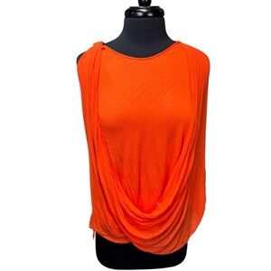 Helmut Lang Orange Raw-Hem Triple Layer  Deconstructed Tank Top Size M